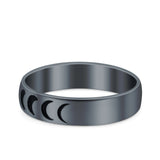 Moon Phases Band Oxidized Ring Solid 925 Sterling Silver (4mm)