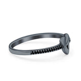 Heart Knot Ring Oxidized Band Solid 925 Sterling Silver Thumb Ring (6.4mm)