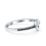Heart Knot Ring Oxidized Band Solid 925 Sterling Silver Thumb Ring (6.4mm)