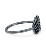 Wings Ring Oxidized Band Solid 925 Sterling Silver Thumb Ring (9.4mm)