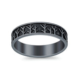 Tree Ring Oxidized Band Solid 925 Sterling Silver Thumb Ring (5mm)
