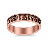 Tree Ring Oxidized Band Solid 925 Sterling Silver Thumb Ring (5mm)