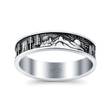 Nature Ring Oxidized Band Solid 925 Sterling Silver Thumb Ring (5mm)