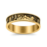 Nature Ring Oxidized Band Solid 925 Sterling Silver Thumb Ring (5mm)