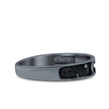 Moon & Stars Band Oxidized Band Solid 925 Sterling Silver Thumb Ring (4mm)