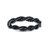 Iconic Braided Double Twisted Rope Engraved Fascinating Oxidized Ring Band Solid 925 Sterling Silver Thumb Ring (3.5mm)