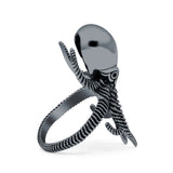 Octopus Ring Oxidized Band Solid 925 Sterling Silver Thumb Ring (30mm)