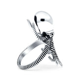 Octopus Ring Oxidized Band Solid 925 Sterling Silver Thumb Ring (30mm)