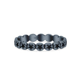 Stackable Attractive Eternity Rounded Oxidized Stars Engraved Promise Band Solid 925 Sterling Silver Thumb Ring (3mm)