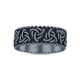 Irish Triquetra Knot Band Celtic Trinity Knot Rounded Oxidized Band Solid 925 Sterling Silver Thumb Ring (7mm)