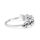 Vintage Baby Footprint Oxidized Trendy Band Solid 925 Sterling Silver Thumb Ring (4.7mm)