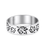 Oak Leaf Engraved Oxidized Band 925 Sterling Silver Thumb Ring (5.7mm)