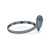 Unique Mushroom Style Artisan Stylish Oxidized Ring Band Thumb Ring (11.8mm)