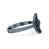 Celestial Moon And Sun Filigree Crescent Affectionate Fashion Oxidized Ring Band Thumb Ring (11.2mm)