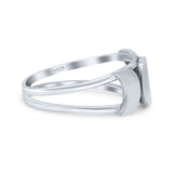 Beautiful Two Moon Phases Crescent To Full Moon Dainty Celestial Band Thumb Ring (8mm)