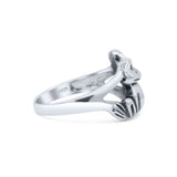 Dainty Smiling Frog Petite Filigree Animal Custom Oxidized Band Solid 925 Sterling Silver Thumb Ring (12.1mm)
