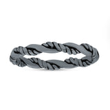 Braided Twisted Rope Dainty Double Band Oxidized Band Thumb Ring (2.8mm)