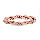 Braided Twisted Rope Dainty Double Band Oxidized Band Thumb Ring (2.8mm)