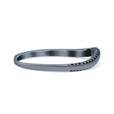 Curved Shape Half Eternity Dainty Oxidized Band Thumb Ring (2mm)