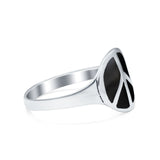 Peace Sign Ring Simulated Turquoise Cubic Zirconia 925 Sterling Silver