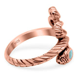 Snake Ring Band Simulated Turquoise Solid 925 Sterling Silver (18mm)