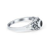 Vintage Antique Style Flower Ring Simulated Cubic Zirconia Round 925 Sterling Silver