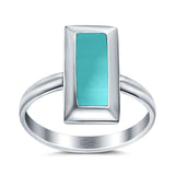 16mm Radiant Cut Solitaire Ring Thumb Ring Simulated Turquoise 925 Sterling Silver