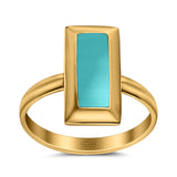 16mm Radiant Cut Solitaire Ring Thumb Ring Simulated Turquoise 925 Sterling Silver