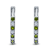 Half Eternity Huggie Hoop Earrings Round Simulated Cubic Zirconia 925 Sterling Silver (16mm)