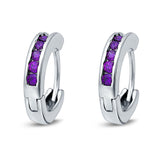 Eternity Huggie Hoop Earrings Channel Round Simulated CZ 925 Sterling Silver (16mm)
