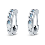 Eternity Huggie Hoop Earrings Channel Round Simulated CZ 925 Sterling Silver (16mm)