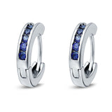Eternity Huggie Hoop Earrings Channel Round Simulated CZ 925 Sterling Silver (16mm)