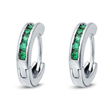 Eternity Huggie Hoop Earrings Channel Round Simulated CZ 925 Sterling Silver (16mm)
