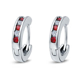 Eternity Huggie Hoop Earrings Channel Round Simulated CZ 925 Sterling Silver (16mm)