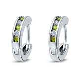 Eternity Huggie Hoop Earrings Channel Round Simulated CZ 925 Sterling Silver (16mm)