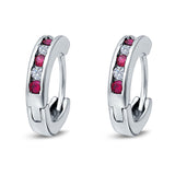 Eternity Huggie Hoop Earrings Channel Round Simulated CZ 925 Sterling Silver (16mm)