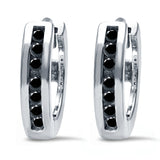 Half Eternity Hoop Earrings Round Simulated CZ 925 Sterling Silver (11mm)
