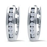 Half Eternity Hoop Earrings Round Simulated CZ 925 Sterling Silver (11mm)