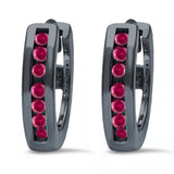Half Eternity Hoop Earrings Round Simulated CZ 925 Sterling Silver (11mm)