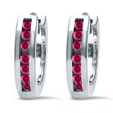 Half Eternity Hoop Earrings Round Simulated CZ 925 Sterling Silver (11mm)