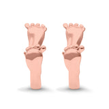 Baby Feet Design Hoop Huggie Earrings 925 Sterling Silver