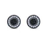 Micro Pave Stud Earrings Round Simulated CZ 925 Sterling Silver