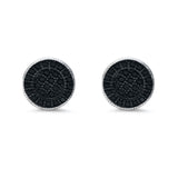 Stud Earrings Round Micro Pave Simulated CZ Screwback Hip-Hop Iced Out 925 Sterling Silver