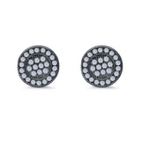 Stud Earrings Round Micro Pave Simulated CZ Screwback Hip-Hop Iced Out 925 Sterling Silver