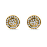 Stud Earrings Round Micro Pave Simulated CZ Screwback Hip-Hop Iced Out 925 Sterling Silver