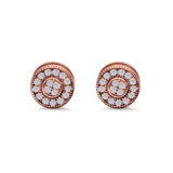 Round Design Simulated CZ Stud Earrings Screw Back 925 Sterling Silver 6mm
