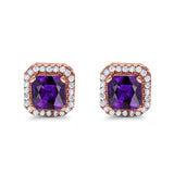 Stud Earrings Wedding Bridal Princess Simulated Cubic Zirconia Solid 925 Sterling Silver