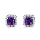 Stud Earrings Wedding Bridal Princess Simulated Cubic Zirconia Solid 925 Sterling Silver