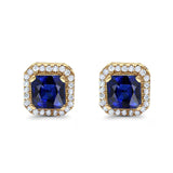 Stud Earrings Wedding Bridal Princess Simulated Cubic Zirconia Solid 925 Sterling Silver