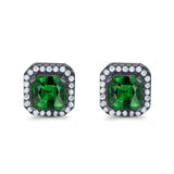 Stud Earrings Wedding Bridal Princess Simulated Cubic Zirconia Solid 925 Sterling Silver